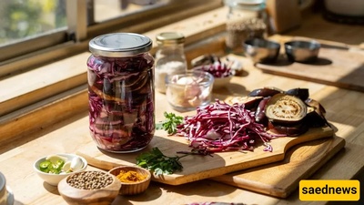 کیفیه تحضیر مخلل الباذنجان والملفوف الأحمر الملوّن والغنی بالنکهات