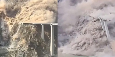 انهیار جسر صینی رئیسی بعد أشهر فقط من افتتاحه فی سیتشوان