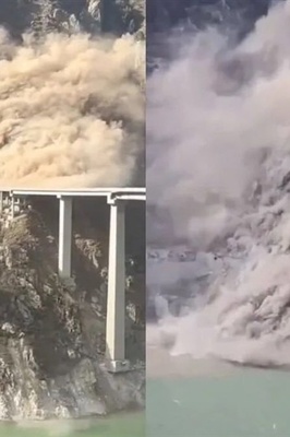 انهیار جسر صینی رئیسی بعد أشهر فقط من افتتاحه فی سیتشوان