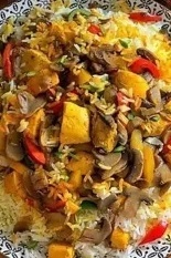 أرز المأکولات البحریه المشکله مع الروبیان