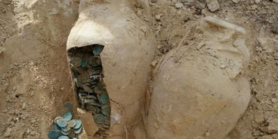 مزارع یعثر على جره ملیئه بعملات ذهبیه هندیه فی بستان لوز [صور]