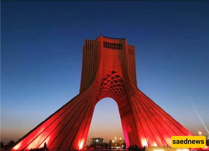 بمناسبه یوم الهیموفیلیا؛ برج آزادی(الحریه) فی طهران یکتسی اللون الأحمر