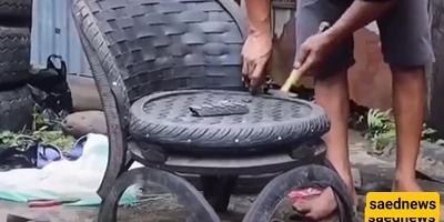 وقت الإبداع: اصنع کرسی حدیقه من إطار دراجه ناریه – طریقه سهله لبناء مقعد مریح لحدیقتک + فیدیو