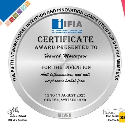 مخترع إیرانی یحصد المیدالیه الفضیه فی مسابقه دولیه