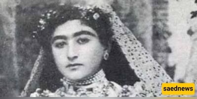 الابنه الجمیله والذکیه لمظفر الدین شاه مع باقه زهور فریده وفستان زفاف أنیق برفقه وصیفاتها / حفل زفاف أصبح مشهوراً على نطاق واسع
