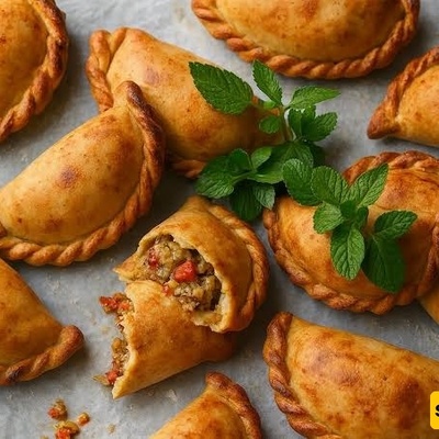 کیفیه إعداد المعجنات المحشوه باللحم باستخدام عجینه سحریه وحشوه طریه وغنیه بالعصاره