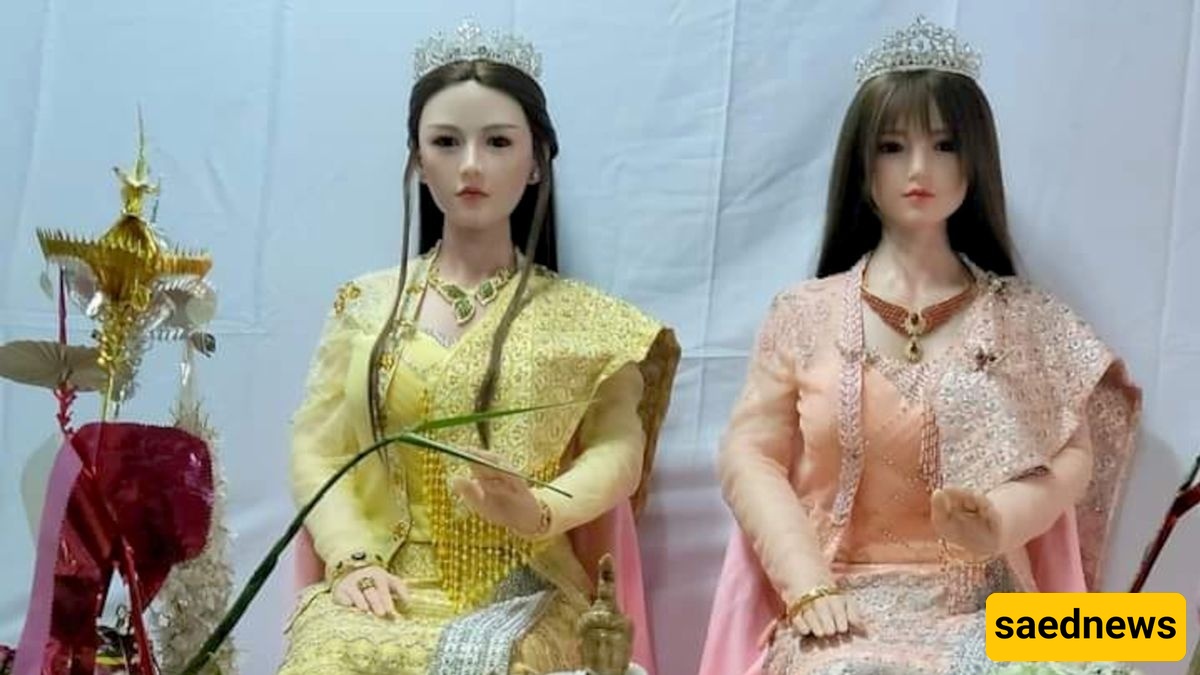 الزواج من دمیتین جنسیتین فی أقدس موقع بوذی