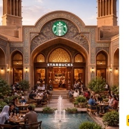 نظره على العماره الإیرانیه لمقهى ستاربکس فی قلب یزد: عبق القهوه النقی تحت أقواس بادِیه الریاح