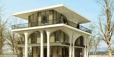 نظره على العماره الممیزه لفیلا أحد الممثلین المشهورین، منزل یطمس الحدود بین البنیه والحیاه / أی نوع من المنازل یعیش فیها الفنانون؟