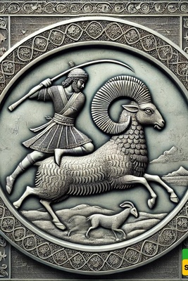 صوره فریده لصحن منحوت ساسانی یظهر کبشًا | الفن القدیم فی عالم المعادن