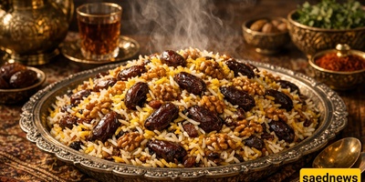 رزّ التمر الأهوازی الأصیل (خرما پلو): طبق تقلیدی خالٍ من اللحم لأیام بسیطه منخفضه الطاقه