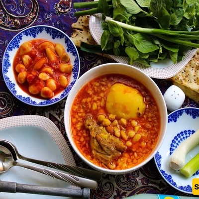 کیفیه تحضیر أبغوشت ذو البصلین (یخنه إیرانیه تقلیدیه على طریقه المقاهی الشعبیه) بأسلوب أصیل کما فی التهَّان التقلیدیه